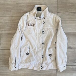 Felix The Cat Womens Coat Size Small Vintage 2004 Tan Jacket Y2K Embroidered VTG